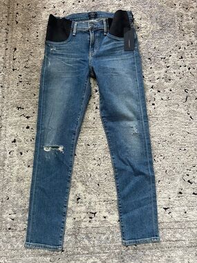 Citizens of Humanity Blue Distressed Maternity Skinny Jeans 27 NWT